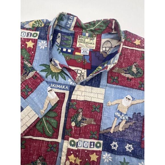 Reyn Spooner Mele Kalikimaka‎ Hawaiian Shirt Mens 2XL Christmas 2001 Button Down